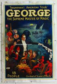 m101 GEORGE THE SUPREME MASTER OF MAGIC linen magic show poster '20s