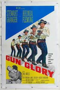 m436 GUN GLORY linen one-sheet movie poster '57 Stewart Granger, Fleming