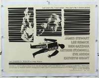 m076 ANATOMY OF A MURDER linen style B half-sheet movie poster '59 Bass art