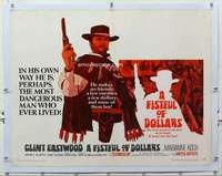 m080 FISTFUL OF DOLLARS linen half-sheet movie poster '67 Clint Eastwood