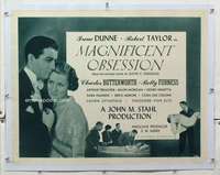 m087 MAGNIFICENT OBSESSION linen half-sheet movie poster R47 Irene Dunne