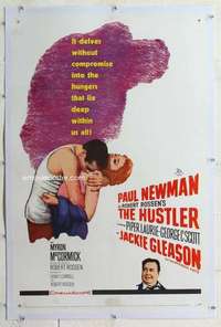 m448 HUSTLER linen one-sheet movie poster '61 Paul Newman, Jackie Gleason