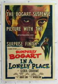 m450 IN A LONELY PLACE linen one-sheet movie poster '50 Humphrey Bogart