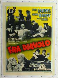 m070 DEVIL'S BROTHER linen Italian one-panel movie poster R48 Laurel & Hardy