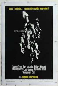 m457 JUDGMENT AT NUREMBERG linen one-sheet movie poster '61 Burt Lancaster