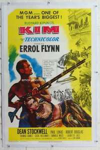 m461 KIM linen one-sheet movie poster '50 Errol Flynn, Lukas, Rudyard Kipling