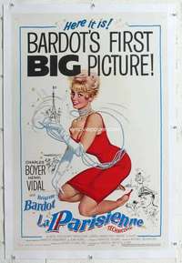 m462 LA PARISIENNE linen one-sheet movie poster '58 sexy Brigitte Bardot!