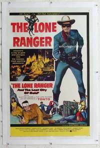 m465 LONE RANGER & THE LOST CITY OF GOLD linen one-sheet movie poster '58