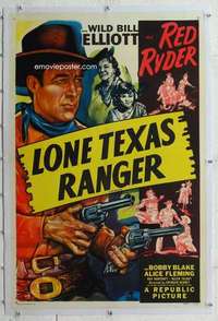 m466 LONE TEXAS RANGER linen one-sheet movie poster R49 Elliott as Red Ryder!