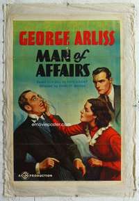 m444 HIS LORDSHIP linen one-sheet movie poster '36 Arliss, Man of Affairs!