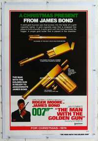 m477 MAN WITH THE GOLDEN GUN linen teaser one-sheet movie poster '74 cool!