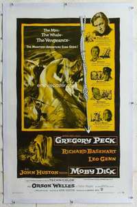 m485 MOBY DICK linen one-sheet movie poster '56 Gregory Peck, Orson Welles