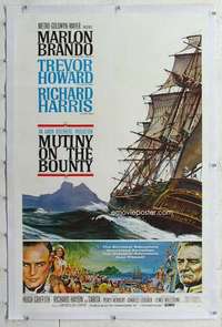 m488 MUTINY ON THE BOUNTY linen one-sheet movie poster '62 Marlon Brando