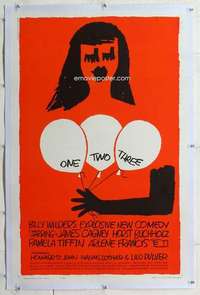 m046 ONE TWO THREE linen one-sheet movie poster '62 Wilder, Saul Bass art!