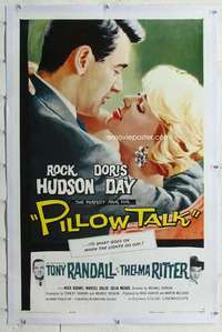 m510 PILLOW TALK linen one-sheet movie poster '59 Rock Hudson, Doris Day
