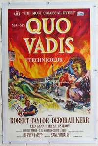 m514 QUO VADIS linen one-sheet movie poster '51 Robert Taylor, Kerr, Ustinov