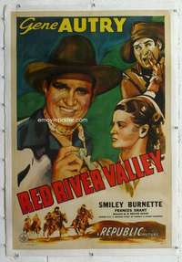 m518 RED RIVER VALLEY linen one-sheet movie poster R44 heroic Gene Autry!