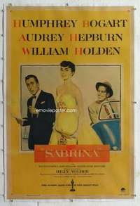 m045 SABRINA linen one-sheet movie poster '54 Hepburn, Bogart, Holden