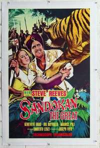 m522 SANDOKAN THE GREAT linen int'l one-sheet movie poster '65 Steve Reeves
