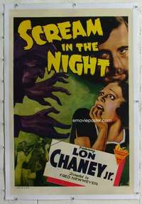 m525 SCREAM IN THE NIGHT linen one-sheet movie poster R43 Lon Chaney Jr.