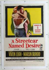 m541 STREETCAR NAMED DESIRE linen one-sheet movie poster R58 Brando, Leigh