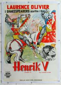 m174 HENRY V linen Swedish movie poster '44 Olivier, Bjorne art!