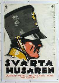 m170 BLACK HUSSAR linen Swedish movie poster '32 German, Conrad Veidt