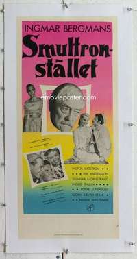 m168 WILD STRAWBERRIES linen Swedish insert movie poster '57 Bergman