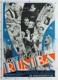 m180 RUMBA linen Swedish movie poster '35 George Raft, Carole Lombard