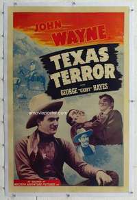 m550 TEXAS TERROR linen one-sheet movie poster R40s John Wayne, Gabby