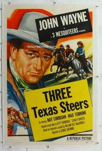 m552 JOHN WAYNE linen 1sh 1953 John Wayne, 3 Mesquiteers, Three Texas Steers!