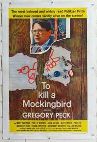 m556 TO KILL A MOCKINGBIRD linen one-sheet movie poster '63 Peck classic!