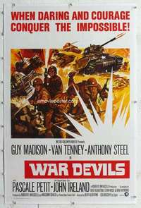 m574 WAR DEVILS linen one-sheet movie poster '70 Bitto Albertini, Guy Madison