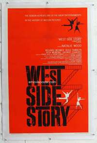 m576 WEST SIDE STORY linen one-sheet movie poster '61 pre-Awards style!