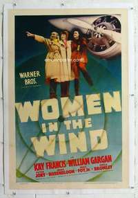 m586 WOMEN IN THE WIND linen one-sheet movie poster '39 female pilots!