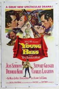 m592 YOUNG BESS linen one-sheet movie poster '53 Jean Simmons, Granger
