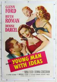 m593 YOUNG MAN WITH IDEAS linen one-sheet movie poster '52 Glenn Ford, Roman