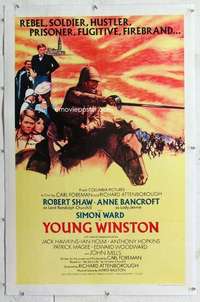 m594 YOUNG WINSTON linen one-sheet movie poster '72 Robert Shaw, Churchill