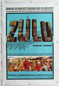m597 ZULU linen one-sheet movie poster '64 Stanley Baker, Michael Caine