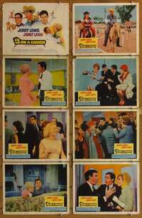 p083 3 ON A COUCH 8 movie lobby cards '66 Jerry Lewis, Janet Leigh