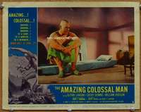 p044 AMAZING COLOSSAL MAN movie lobby card #3 '57 room too small!