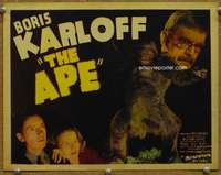 p009 APE movie title lobby card '40 Boris Karloff, Curt Siodmak horror!