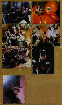p492 BATMAN RETURNS 7 color 11x14 movie stills '92 Keaton, Pfeiffer