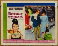 p061 BREAKFAST AT TIFFANY'S movie lobby card #4 '61 Hepburn strolling!