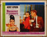 p059 BREAKFAST AT TIFFANY'S movie lobby card #7 '61 Hepburn w/coffee!