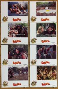 p145 CAVEMAN 8 movie lobby cards '81 Ringo Starr, Barbara Bach, Quaid