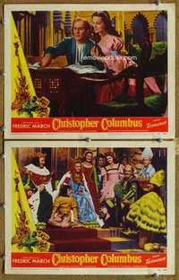 p974 CHRISTOPHER COLUMBUS 2 movie lobby cards '49 Fredric March