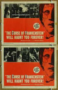 p976 CURSE OF FRANKENSTEIN 2 movie lobby cards '57 Peter Cushing