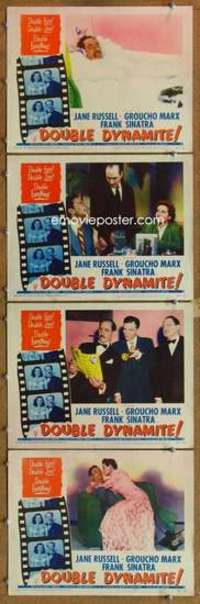 p830 DOUBLE DYNAMITE 4 movie lobby cards '52 Groucho Marx, Jane Russell