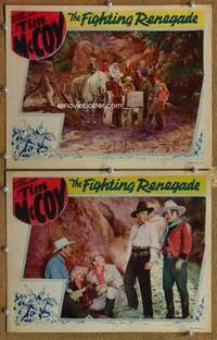 p984 FIGHTING RENEGADE 2 movie lobby cards '39 Tim McCoy western!